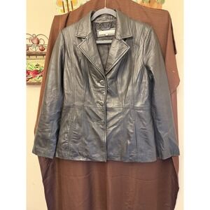 WIlson's Leather Black Leather Blazer Vintage Jacket Womens Size M
